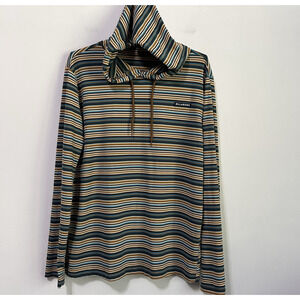 Billabong Mens Pullover Hoodie Top Shirt M Stripes Lounge Summer Long Sleeve